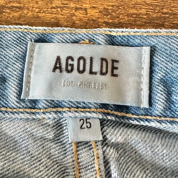 Agolde 90's Jeans in Fallout Distressed Light Wash Straight Leg Size 25 New NWT - Picture 5 of 12